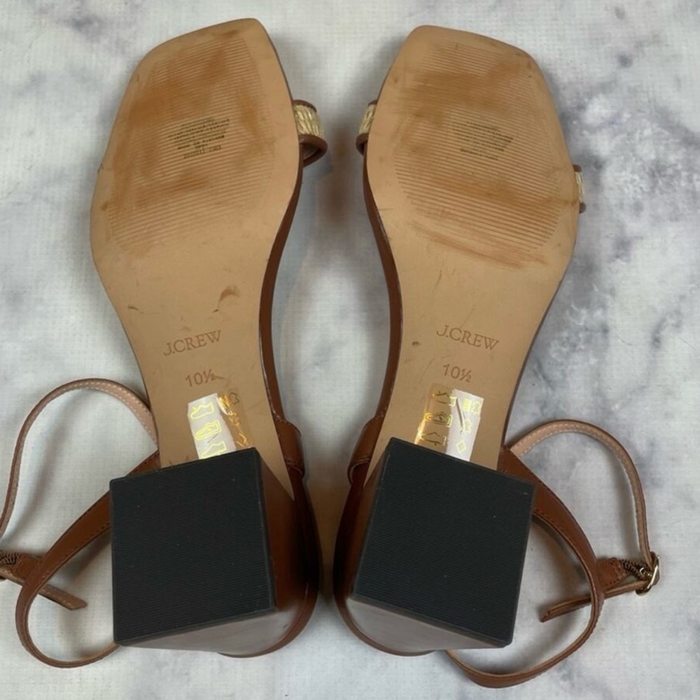 J. Crew Layne Cognac Brown Block Heel Sandal - 10.5 - Picture 7 of 9